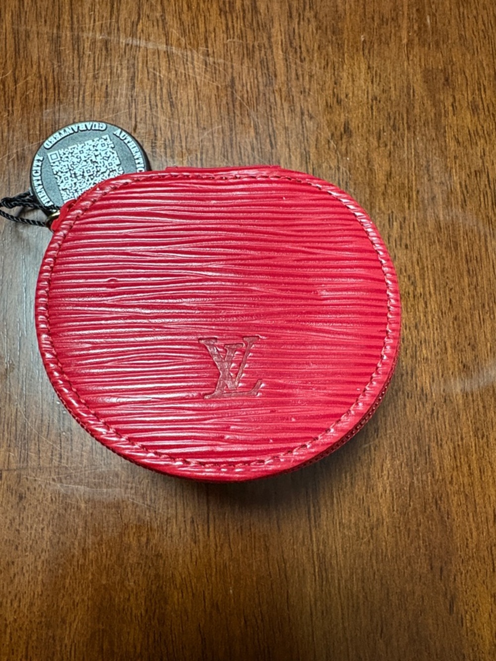 Louis Vuitton Red Epi Leather Round Coin Case